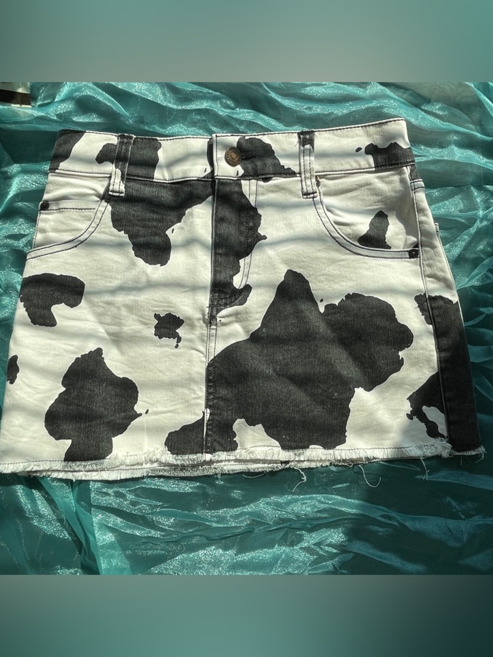 Urban outfitters BDG Cow Print Denim Mini Skirt